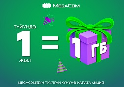 MegaCom командасында болгон ар бир жыл үчүн 1 ГБ Интернет белекке тартууланат